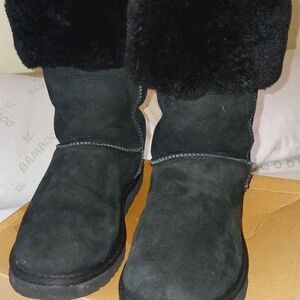 UGG Black Suede Fur Boots